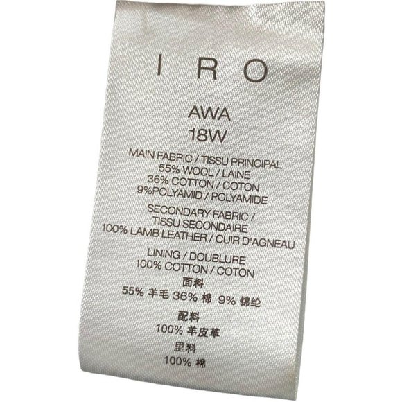 IRO Paris Sz 8 Wool Blend Leather Trim Cream Black - Picture 8 of 10